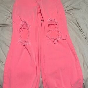 Pink Distressed Women Jeans